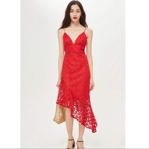 topshop red dress lace Topshop - Mini Tea Dress - Women - Polyester - 2 US